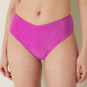 Victoria’s Secret PINK SHIMMER HIGH-WAIST CHEEKY BIKINI BOTTOM NEW WITH TAGS NWT